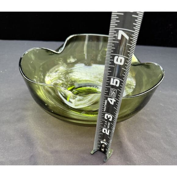 Vintage Anchor Hocking Large Serving Bowl, Accent Modern Forest Green Folded Rim - Picture 7 of 11